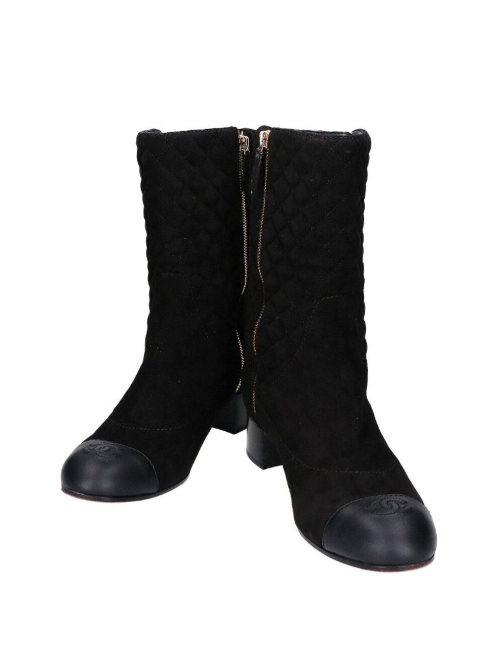 Chanel Faux Pearl Quilted Suede Boots